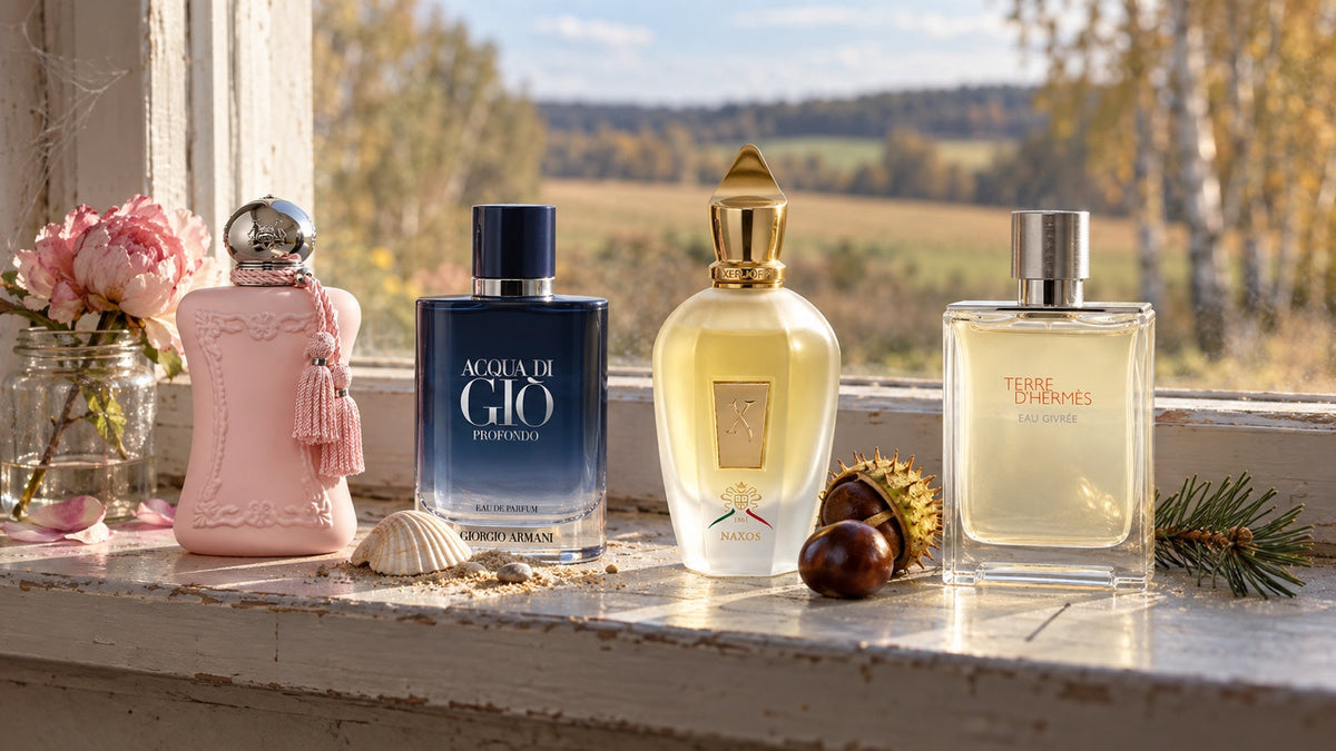 Delina, Acqua di Giò Profondo, Naxos a Terre d'Hermès Eau Givrée pro čtyři roční období
