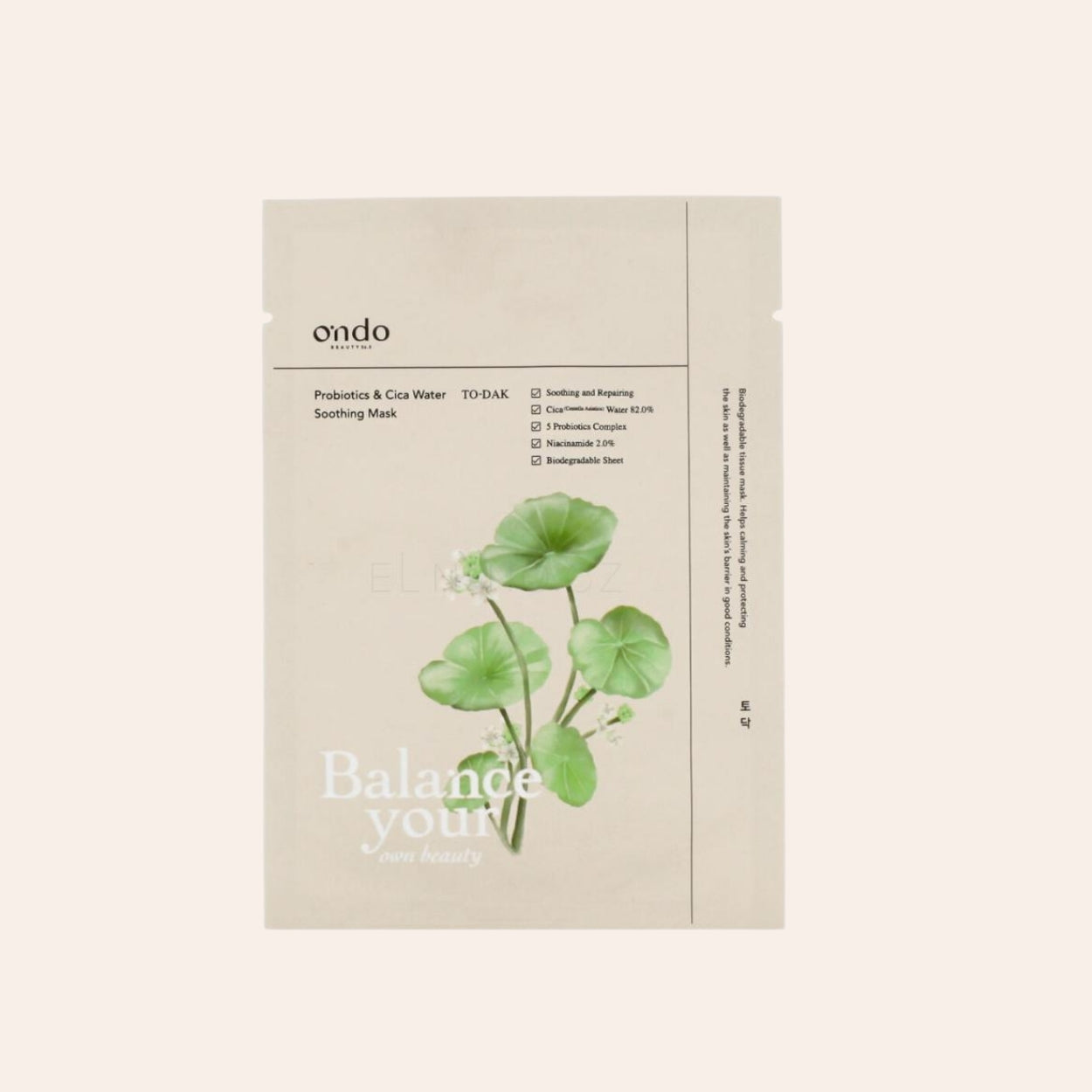 Ondo Beauty 36.5 TO-DAK Probiotyki & Cica Woda Kojąca Maska 25 ml