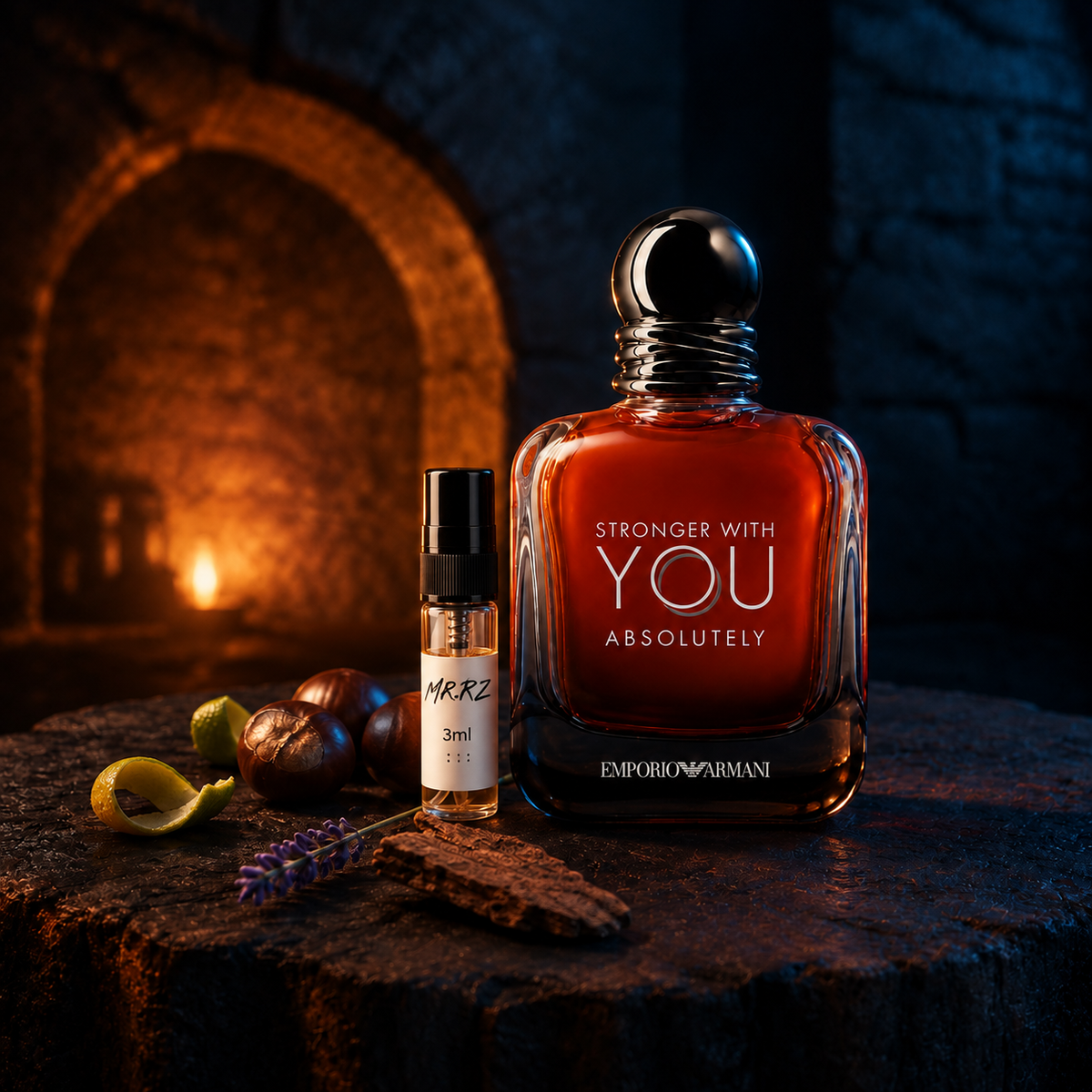 Armani Stronger With You Absolutely a vzorek MrRizz v jantarovém zátiší