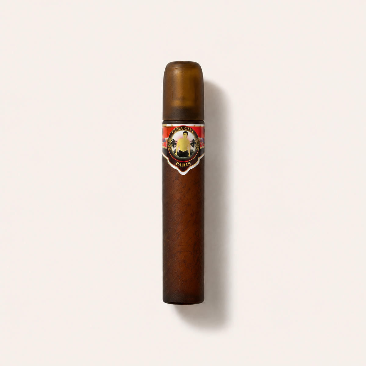 Flakon Cuba City Miami EDT 35 ml ve tvaru doutníku na světlém pozadí – MrRizz