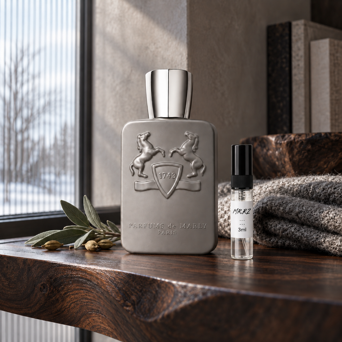 Parfums de Marly Dorval – původní prostředí s lahvičkou vzorku MrRizz