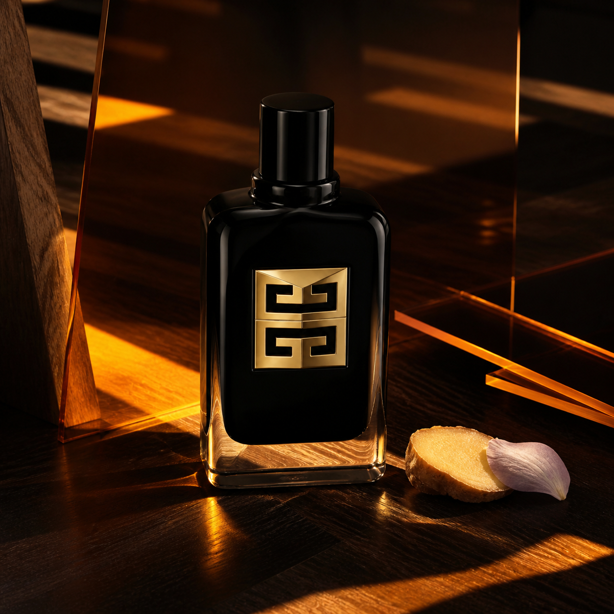 Givenchy Gentleman Society Eau de Parfum Ambrée v emocionální scéně se zázvorem, kosatcem a ambrou