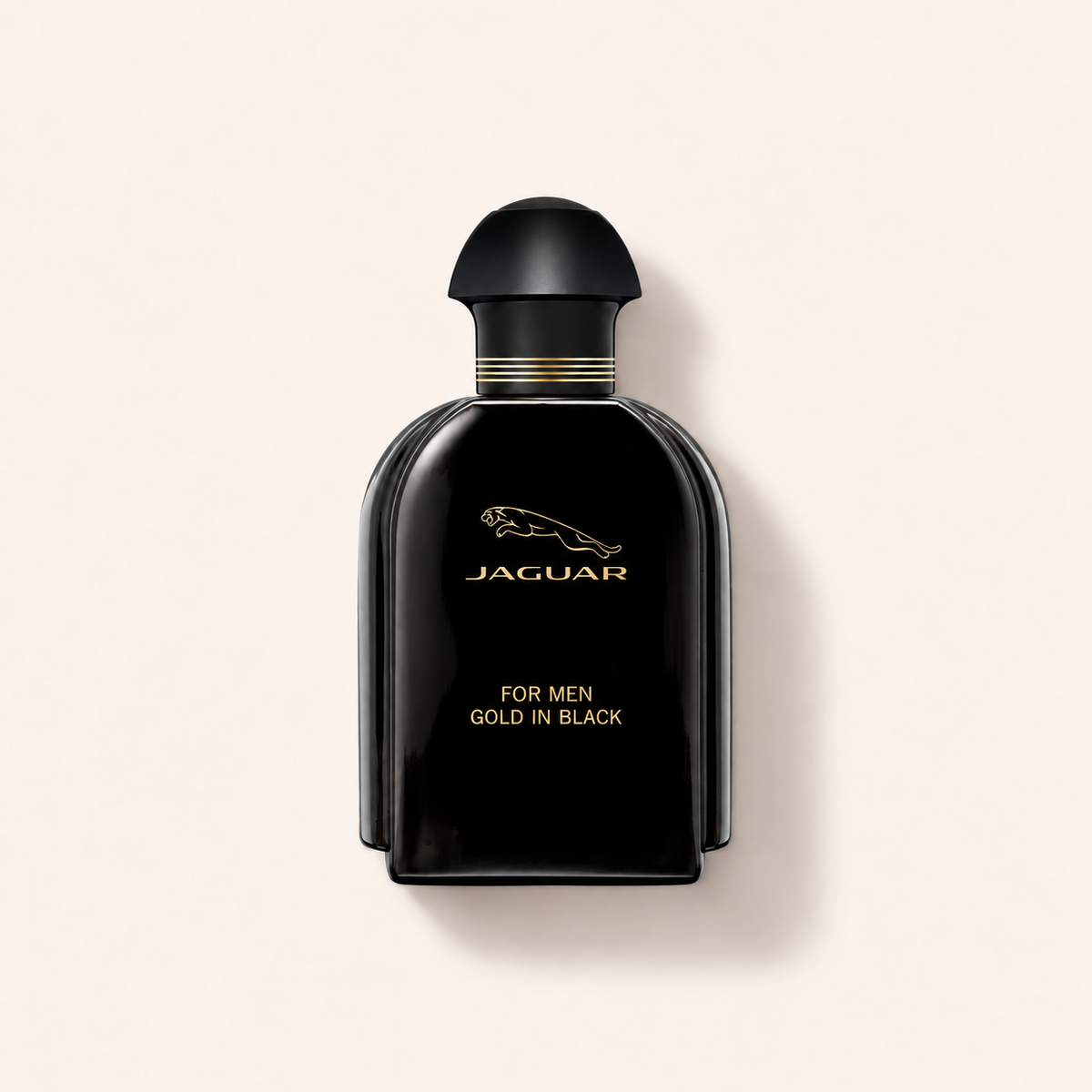 Flakon Jaguar For Men Gold in Black EDT 100 ml na béžovém pozadí – MrRizz