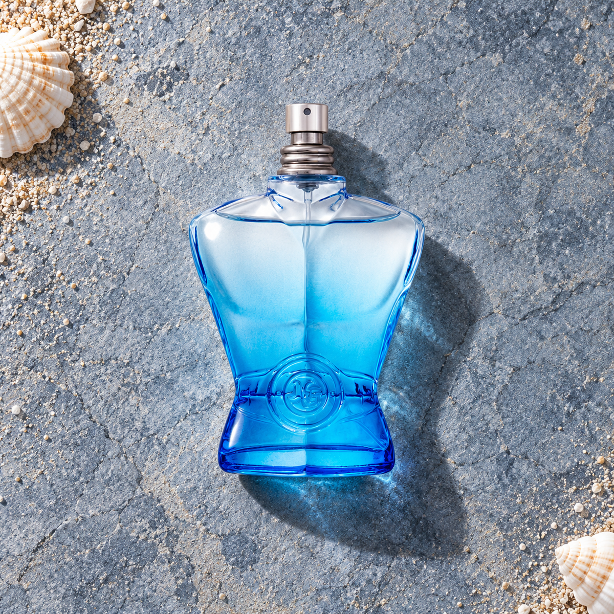New Brand Parfums World Champion Blue 100 ml – parfém v prostředí, pohled shora s bočním stínem