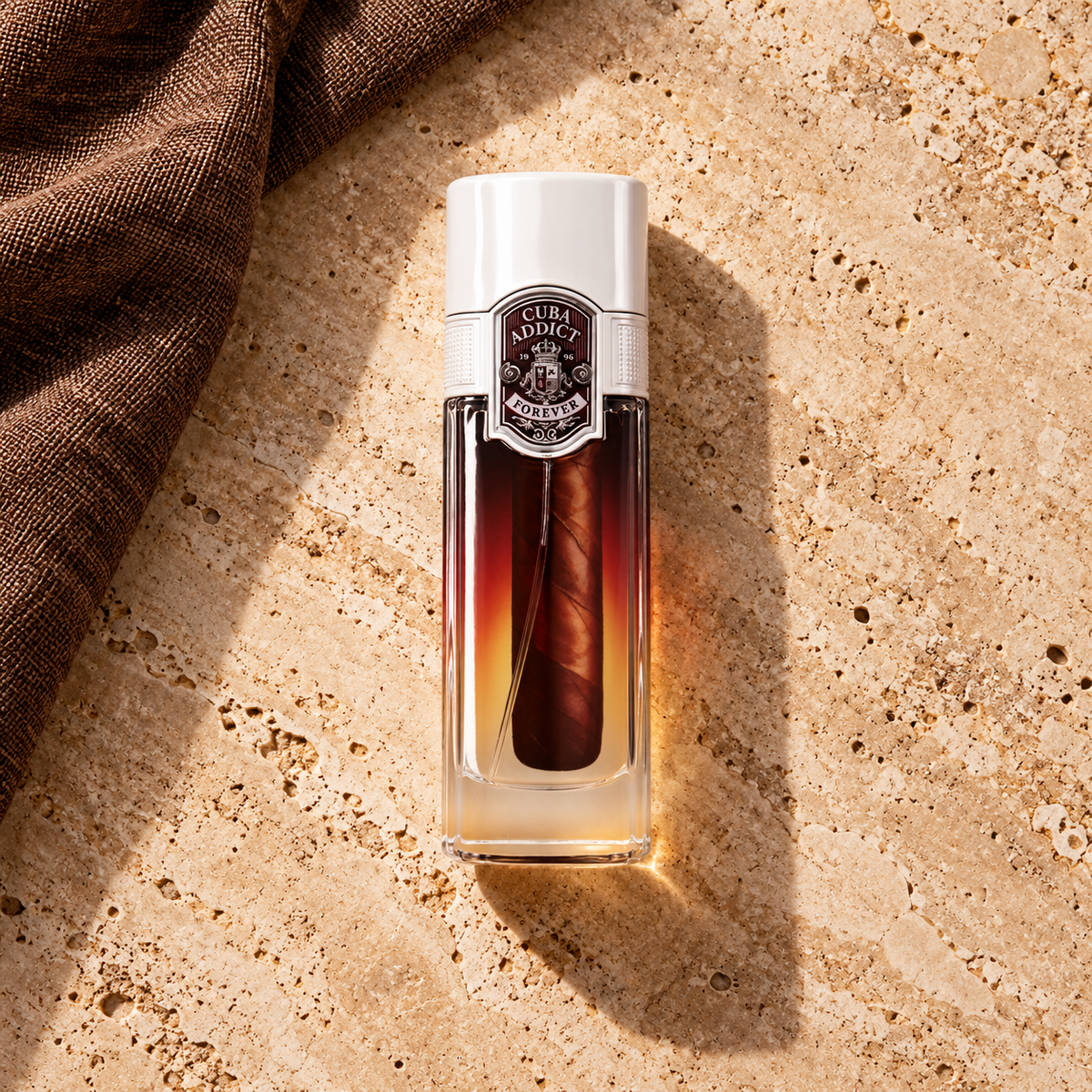 Cuba Addict Forever 100 ml – parfém v prostředí, pohled shora s bočním stínem