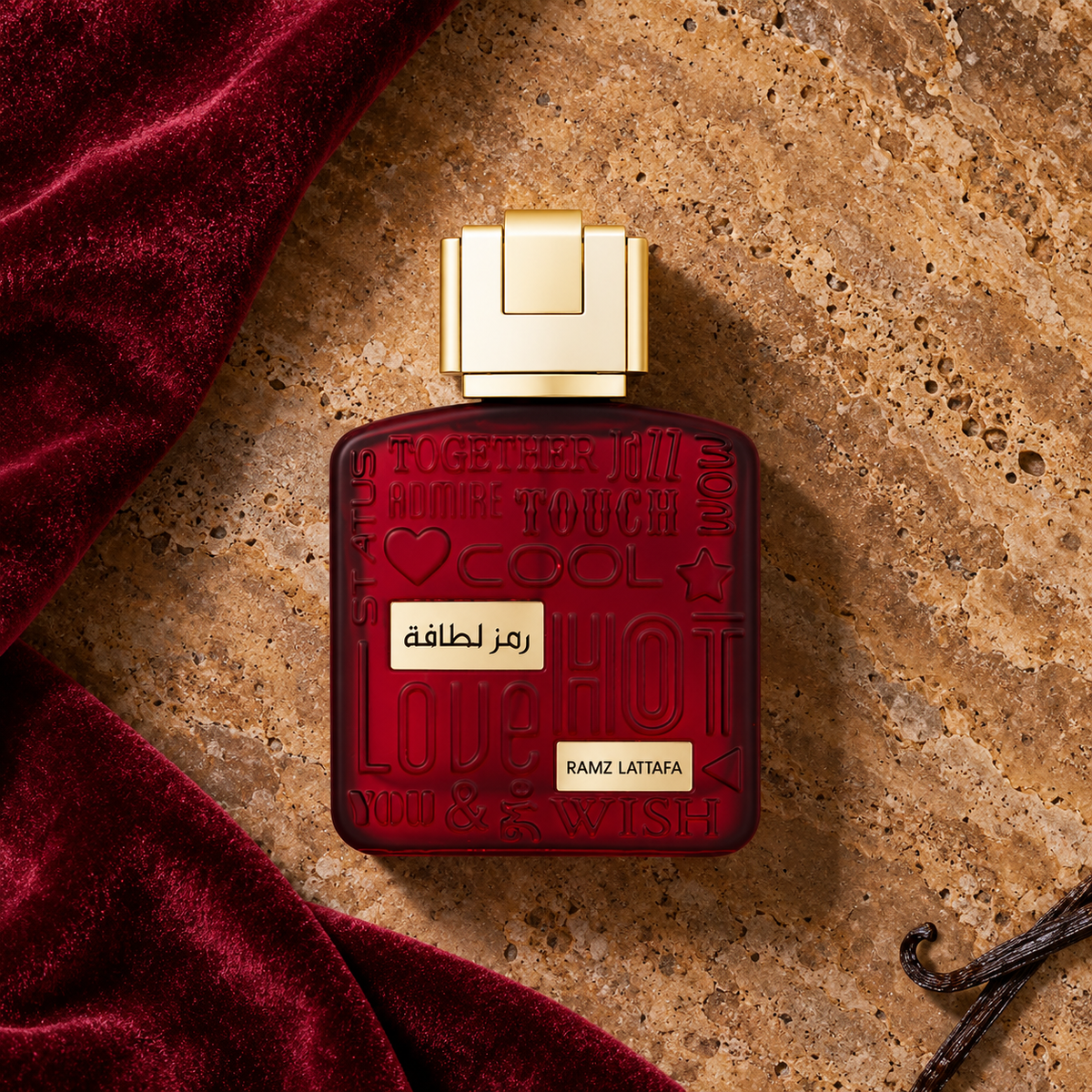 Lattafa Ramz Lattafa Gold EDP 100 ml – parfém v prostředí, pohled shora s bočním stínem
