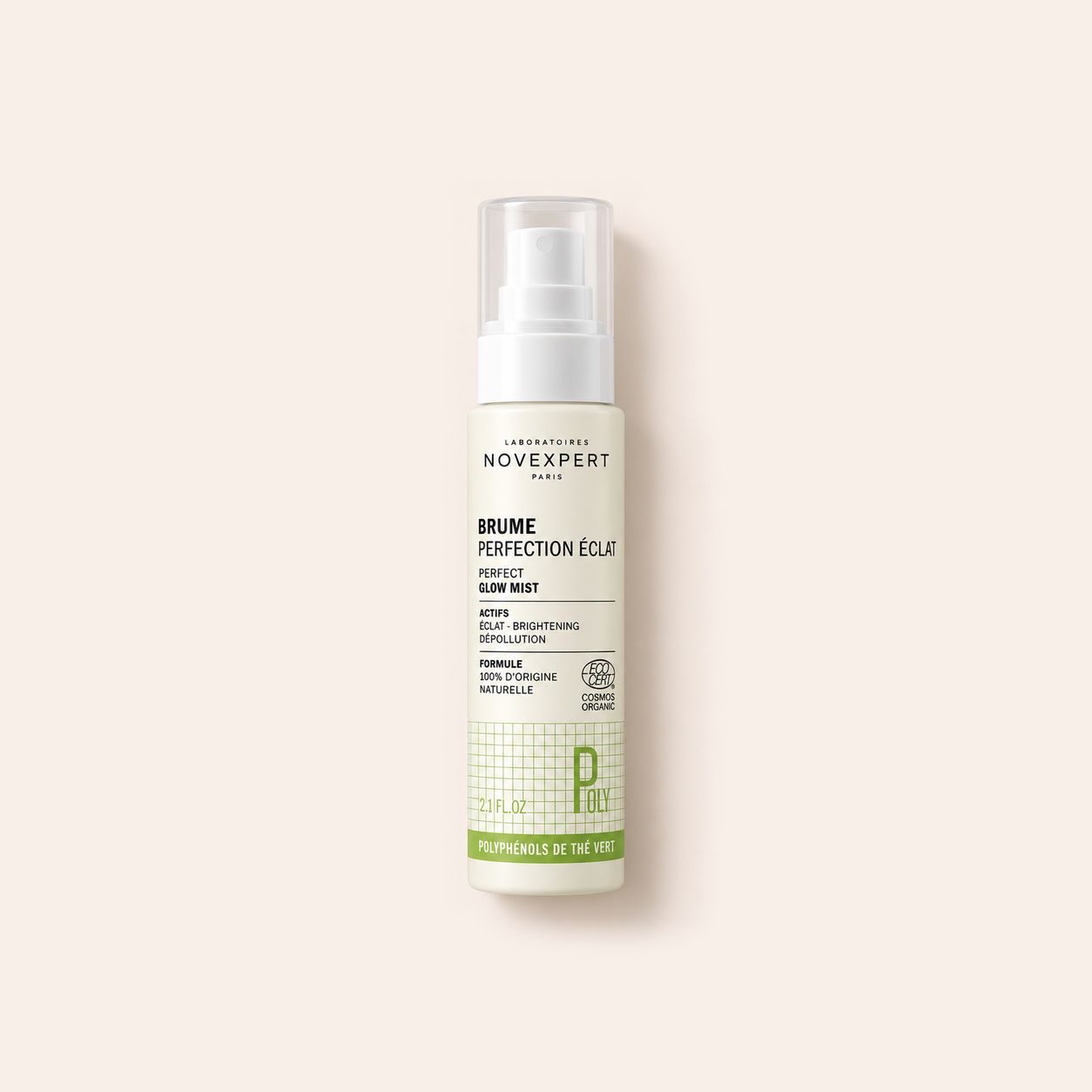 Pleťová mlha Novexpert Polyphenols Perfect Glow Mist 60 ml na béžovém pozadí – MrRizz