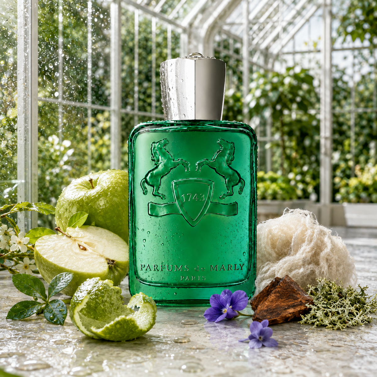 Parfums de Marly Greenley – svěží skleníkové zátiší se zeleným jablkem a fialkou – MrRizz