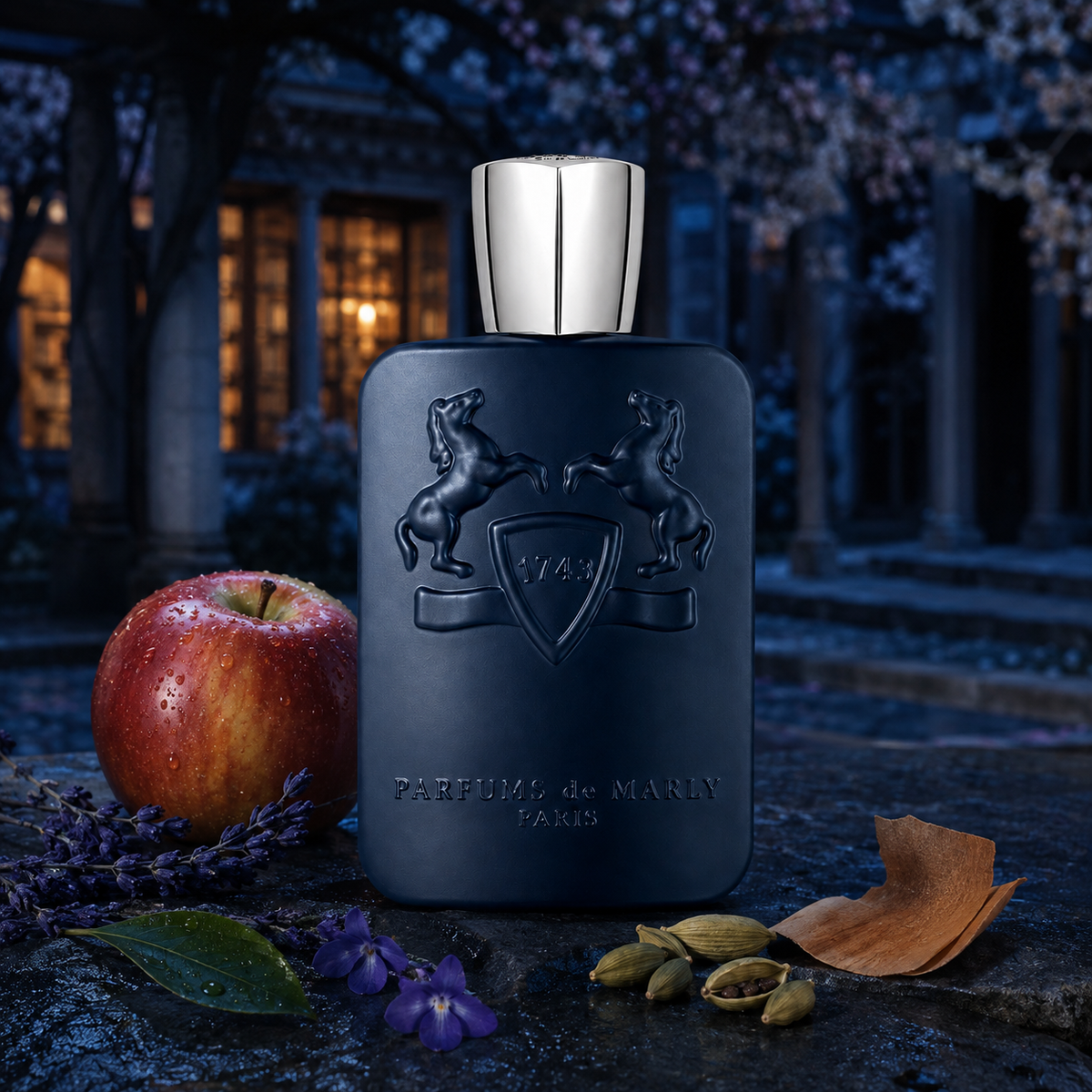 Parfums de Marly Layton – noční zahradní zátiší s jablkem, levandulí a kardamomem – MrRizz