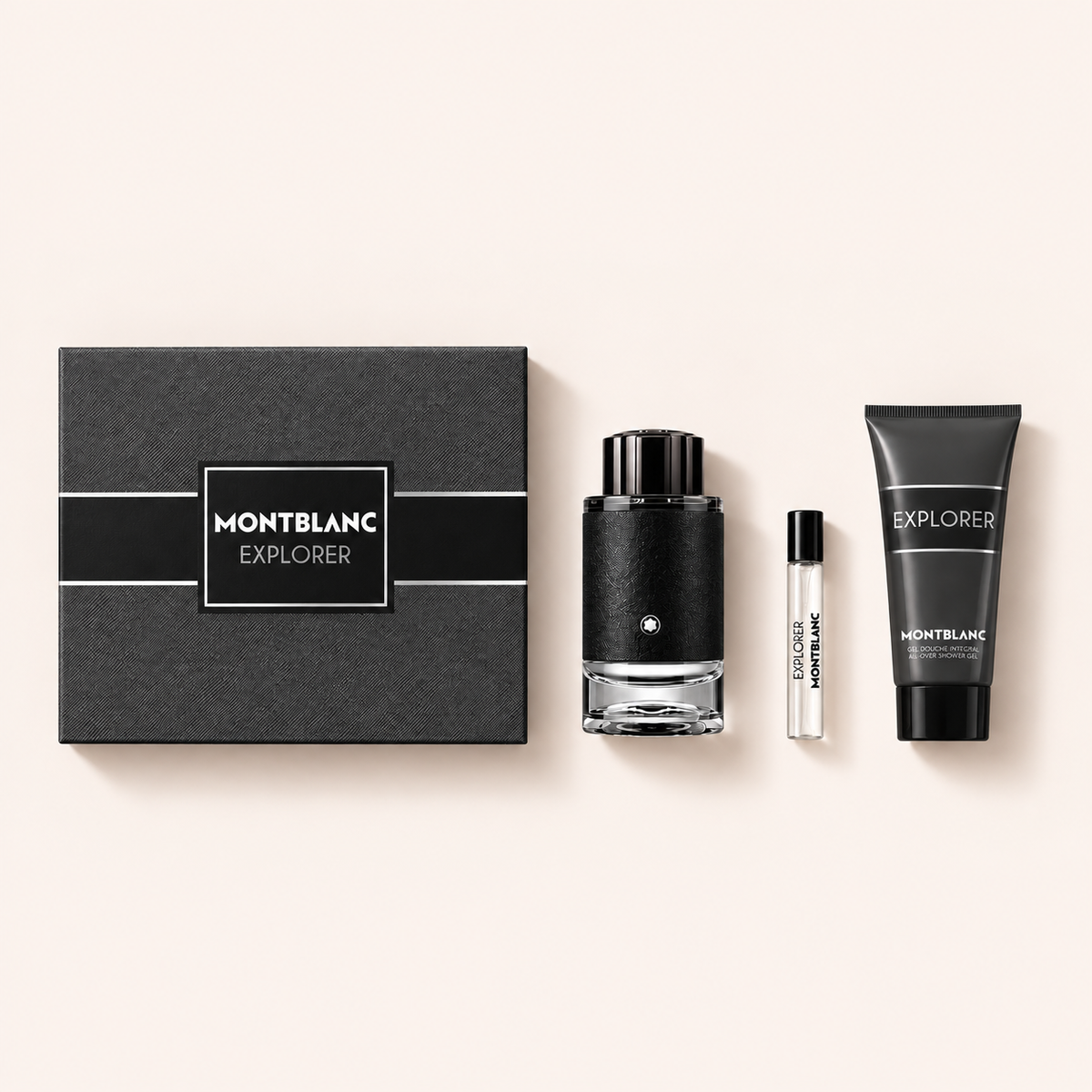 Dárkový set Montblanc Explorer EDP 100 ml, EDP 7,5 ml a sprchový gel 100 ml – MrRizz