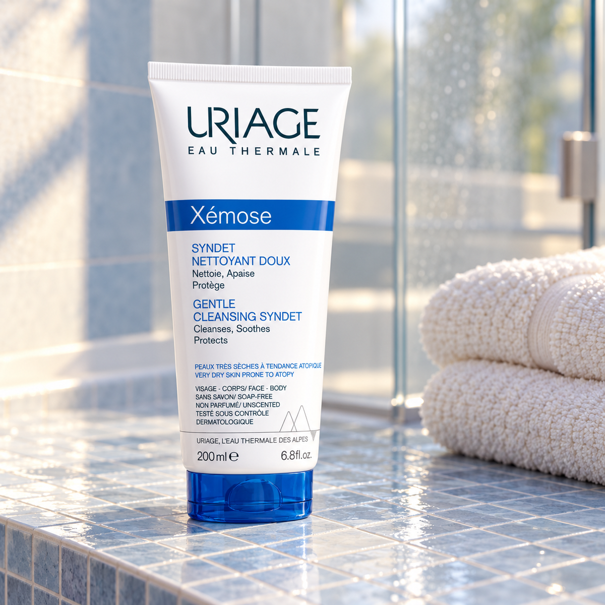 Uriage Xémose Gentle Cleansing Syndet sprchový gel 200 ml – atmosférická fotografie – MrRizz