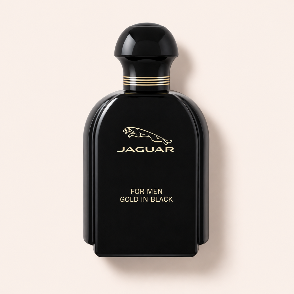 Jaguar For Men Gold in Black EDT 100 ml, černý flakon na růžovém pozadí – MrRizz