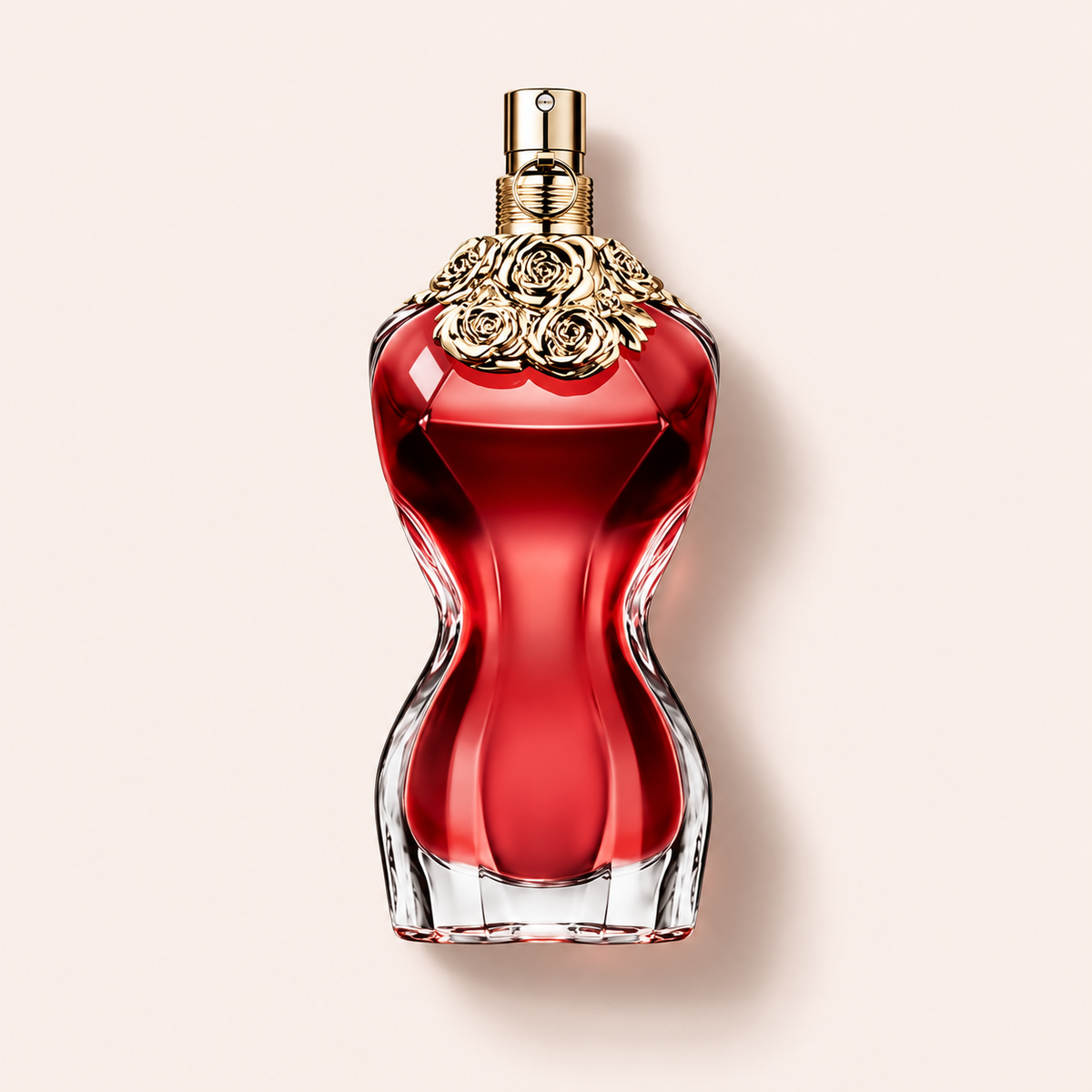 Jean Paul Gaultier La Belle EDP 50 ml, červený flakon na růžovém pozadí – MrRizz